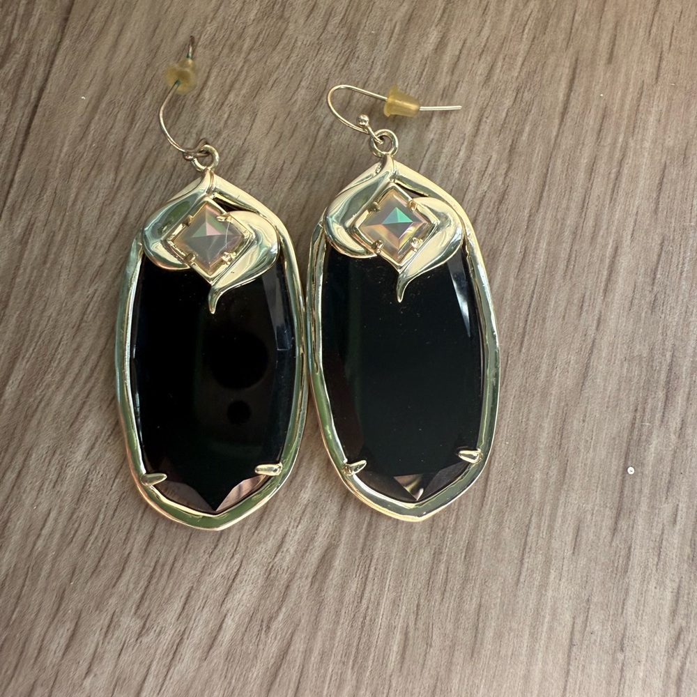 Kendra Scott Black Galaxy and Iridescent Slate Gabby Gold Earrings Fashion
